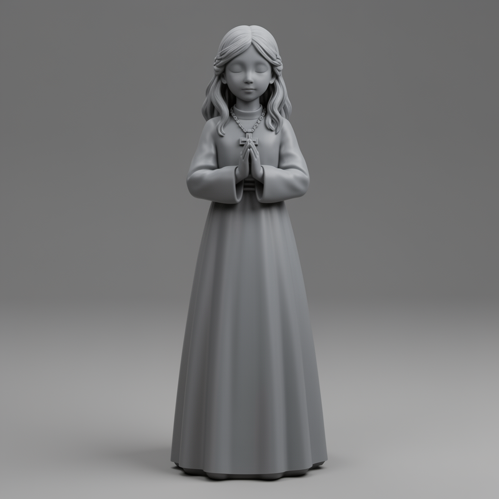 First Communion Girl Figurine STL – Free 3D Print Model | Remeshy