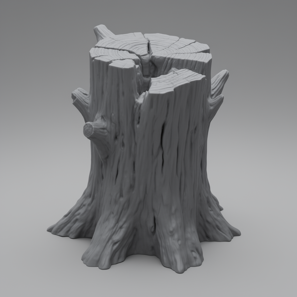Realistic Tree Stump Model STL – Free 3D Print Model | Remeshy