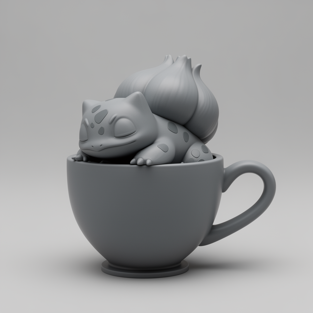 Bulbasaur Tea Cup Figurine STL – Free 3D Print Model | Remeshy