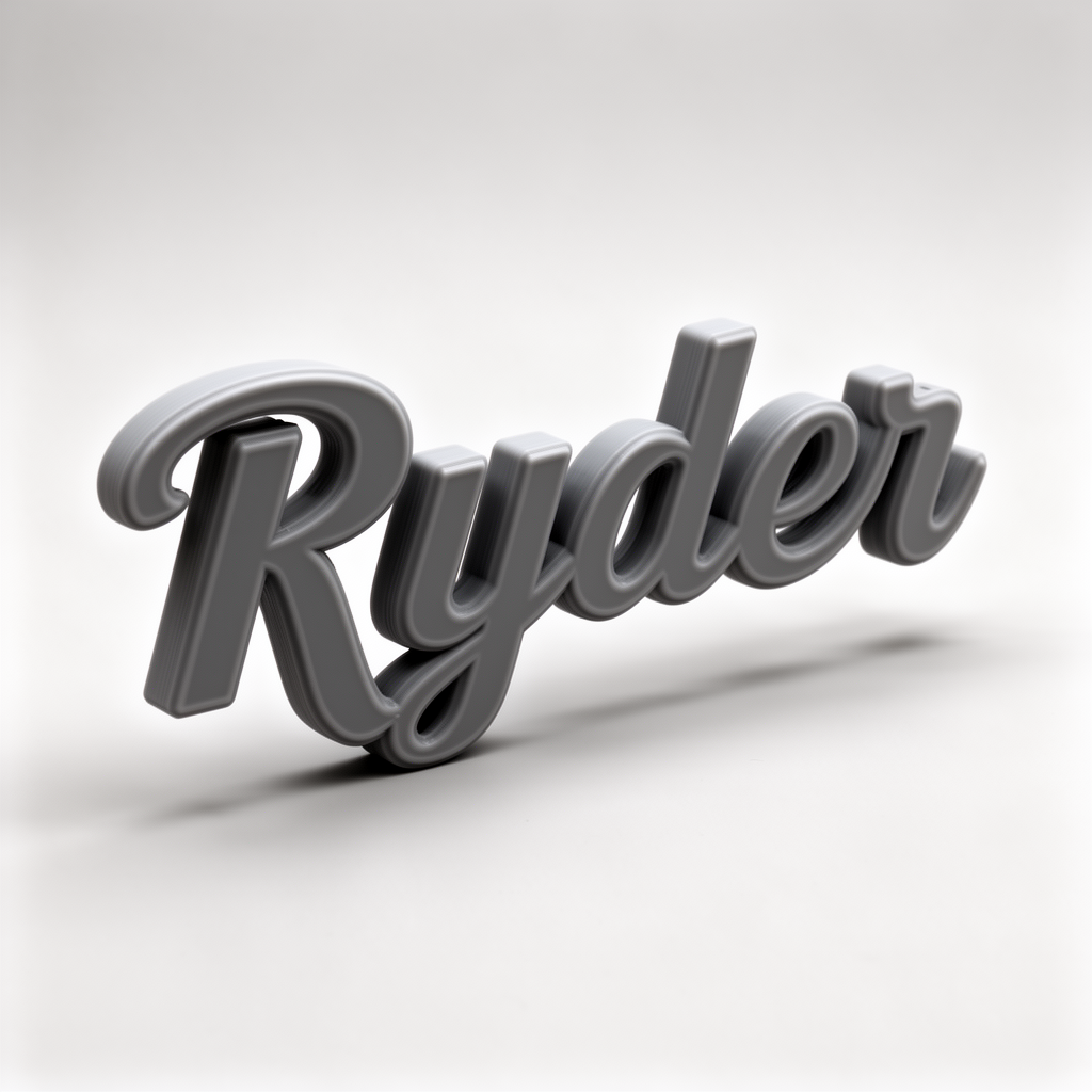 Ryder Cursive Sign STL – Free 3D Print Model | Remeshy