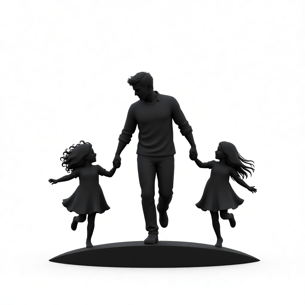 Father with Daughters Sculpture STL – Free 3D Print Model | Remeshy