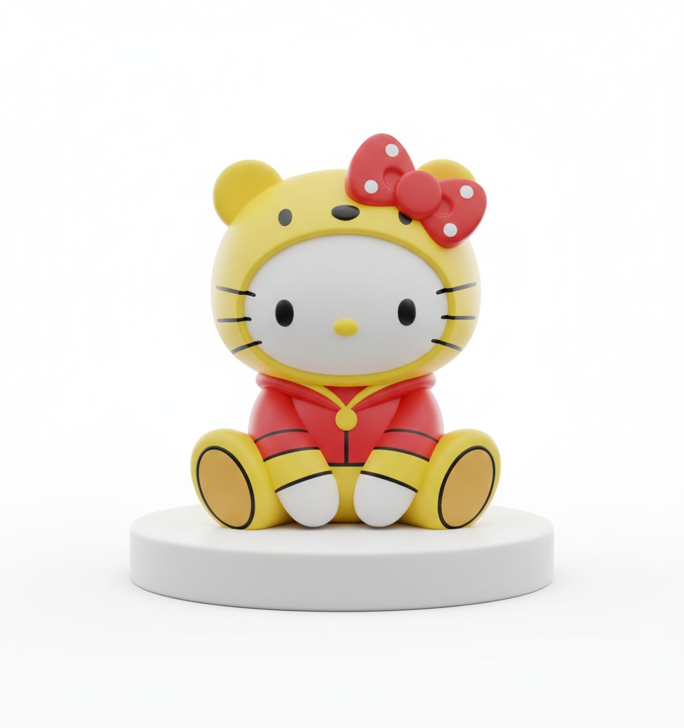 Hello Kitty Bear Figurine STL – Free 3D Print Model | Remeshy