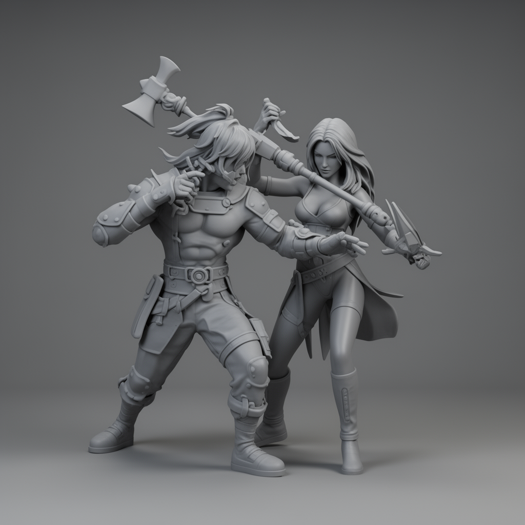 Huk vs Kimberly Figurine STL – Free 3D Print Model | Remeshy