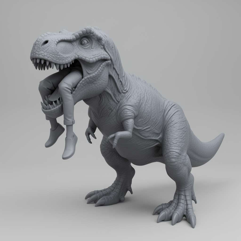 T-Rex Figurine with Human Legs STL – Free 3D Print Model | Remeshy
