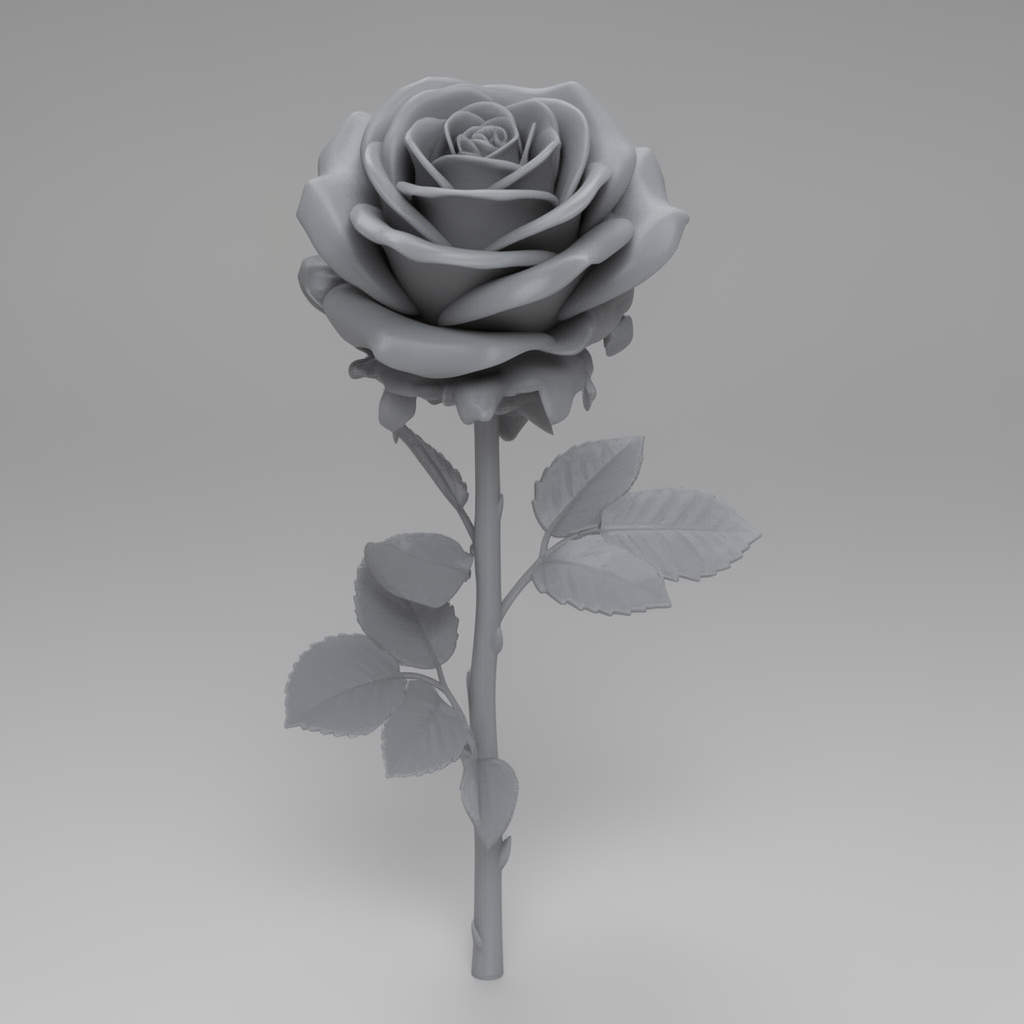 Rose with Leaves Figurine STL – Free 3D Print Model | Remeshy
