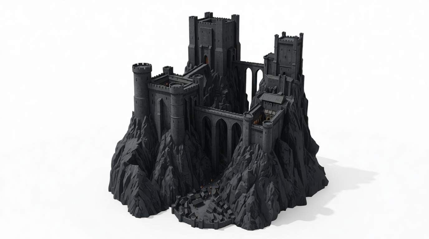 Medieval Mountain Castle Model STL – Free 3D Print Model | Remeshy