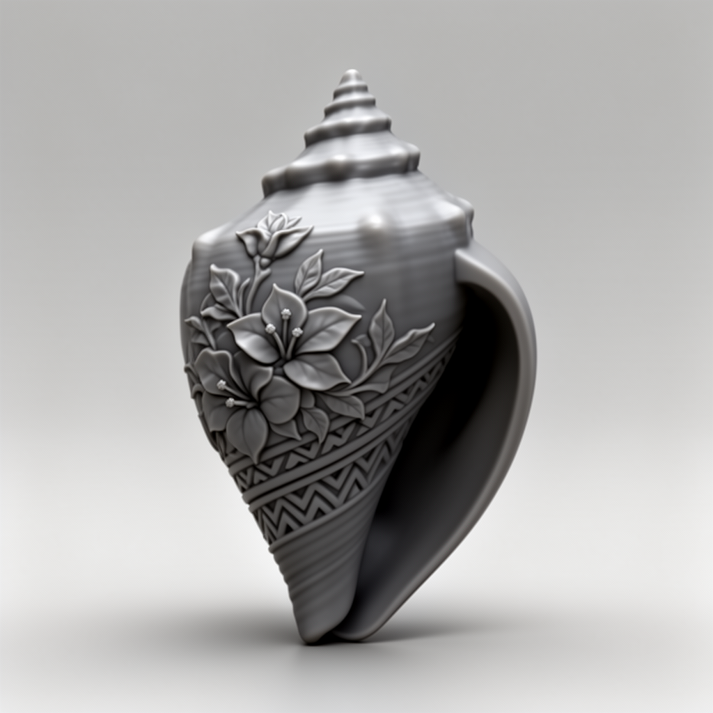 Engraved Conch Shell Figurine STL – Free 3D Print Model | Remeshy