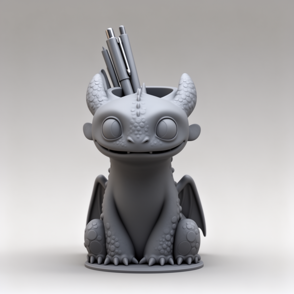 Baby Toothless Pen Holder STL – Free 3D Print Model | Remeshy