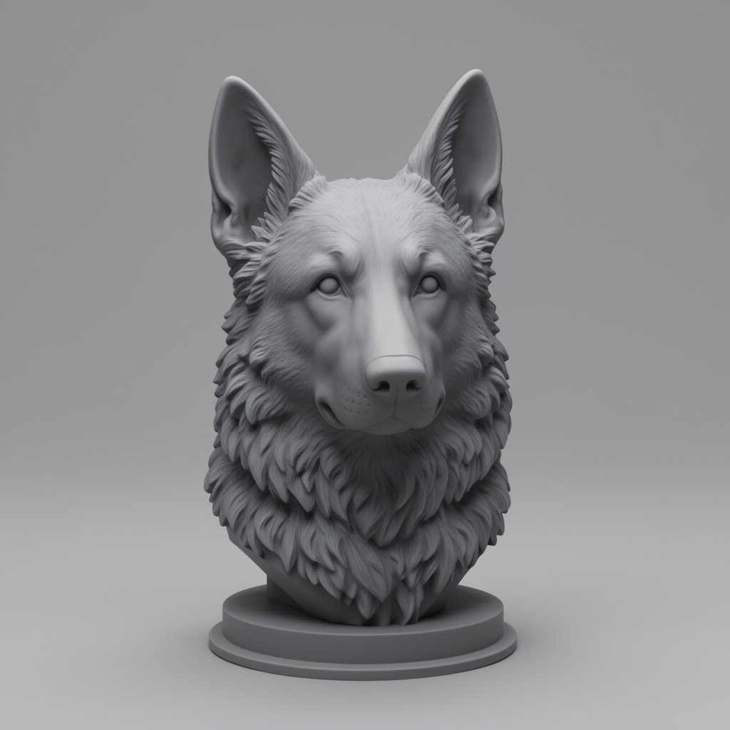 German Shepherd Dog Head Figurine STL – Free 3D Print Model | Remeshy