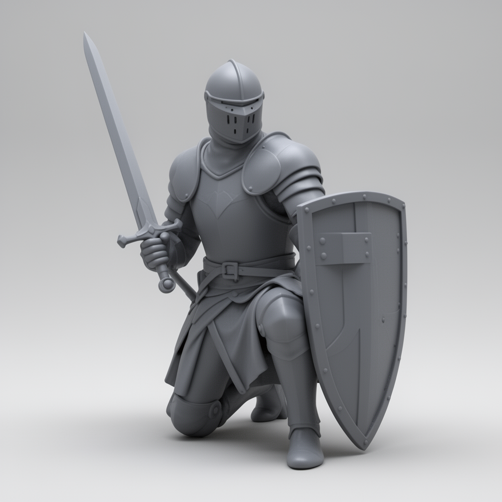 Kneeling Knight Figurine STL – Free 3D Print Model | Remeshy