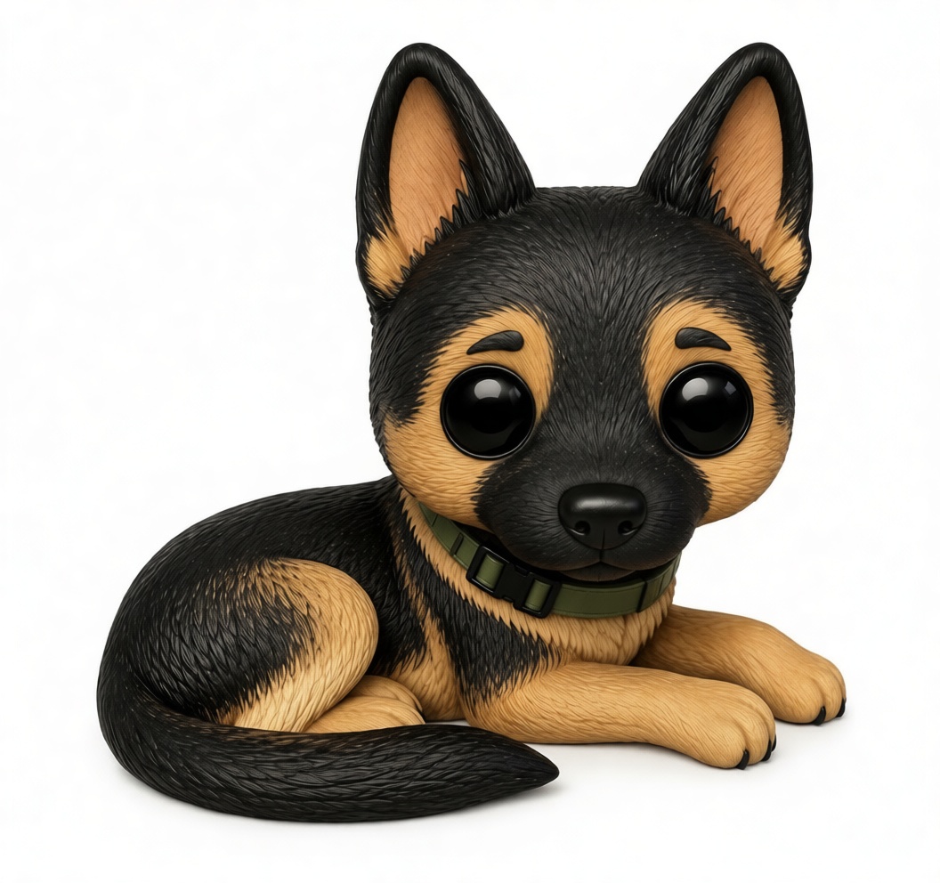 German Shepherd Puppy Figurine STL – Free 3D Print Model | Remeshy