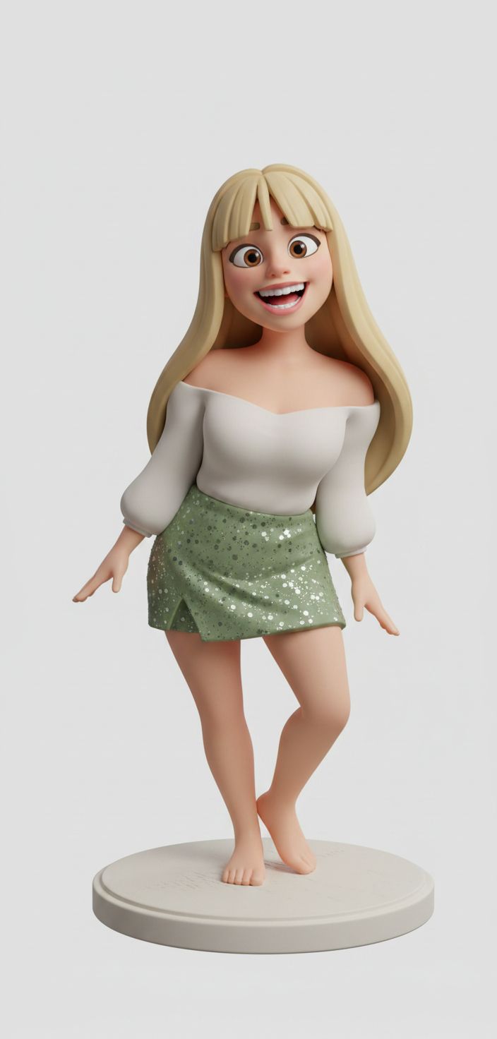 Smiling Blonde Girl Figurine STL – Free 3D Print Model | Remeshy