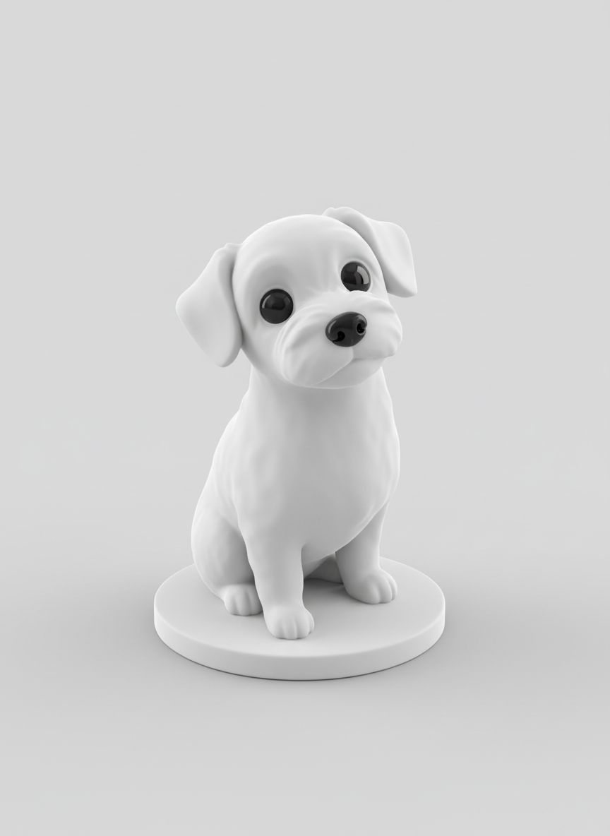 Sitting White Puppy STL – Free 3D Print Model | Remeshy