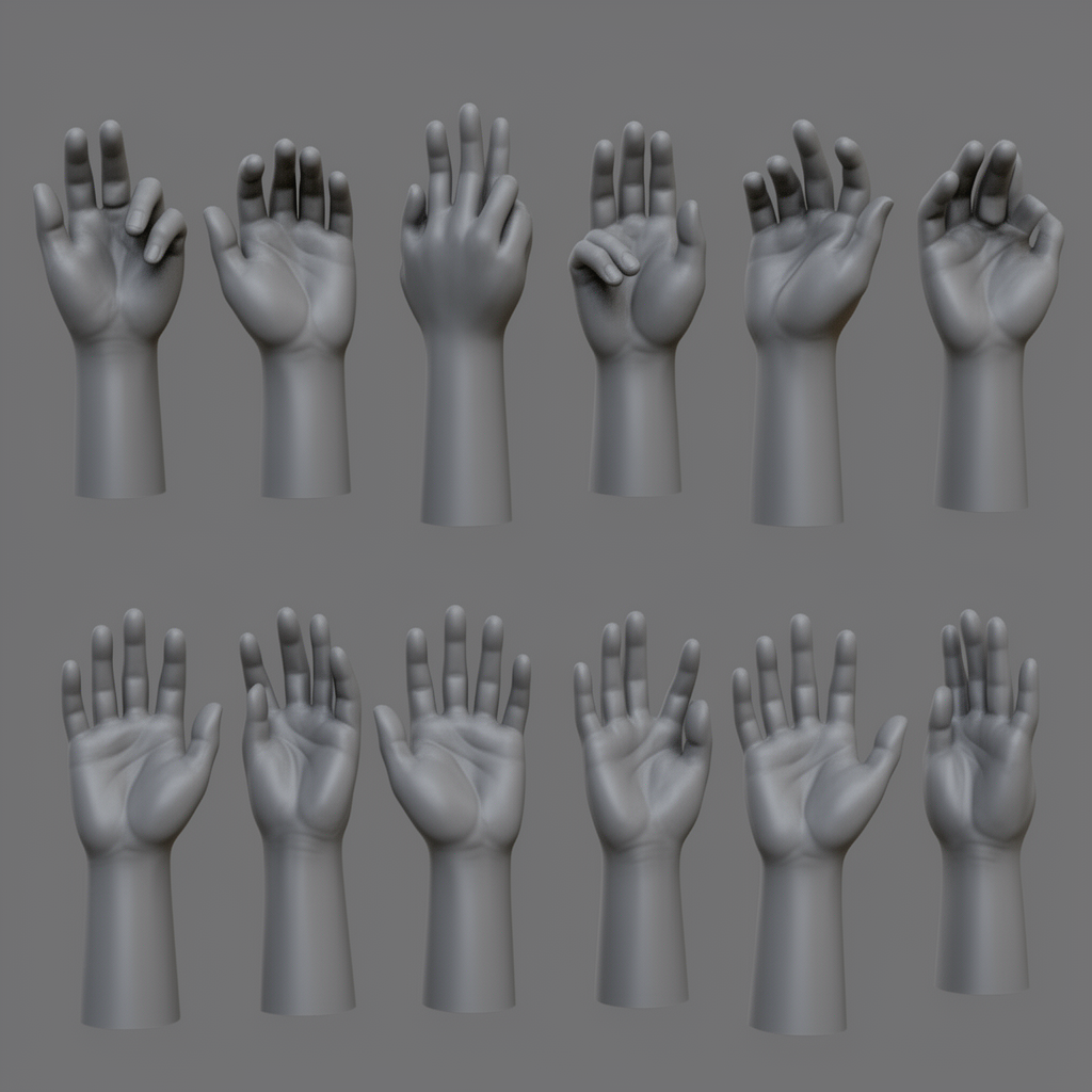 Human Hands Pose Set STL – Free 3D Print Model | Remeshy