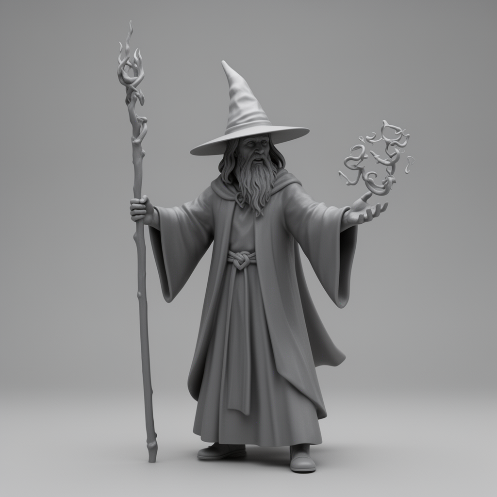 Wizard Casting Spell Figurine STL – Free 3D Print Model | Remeshy