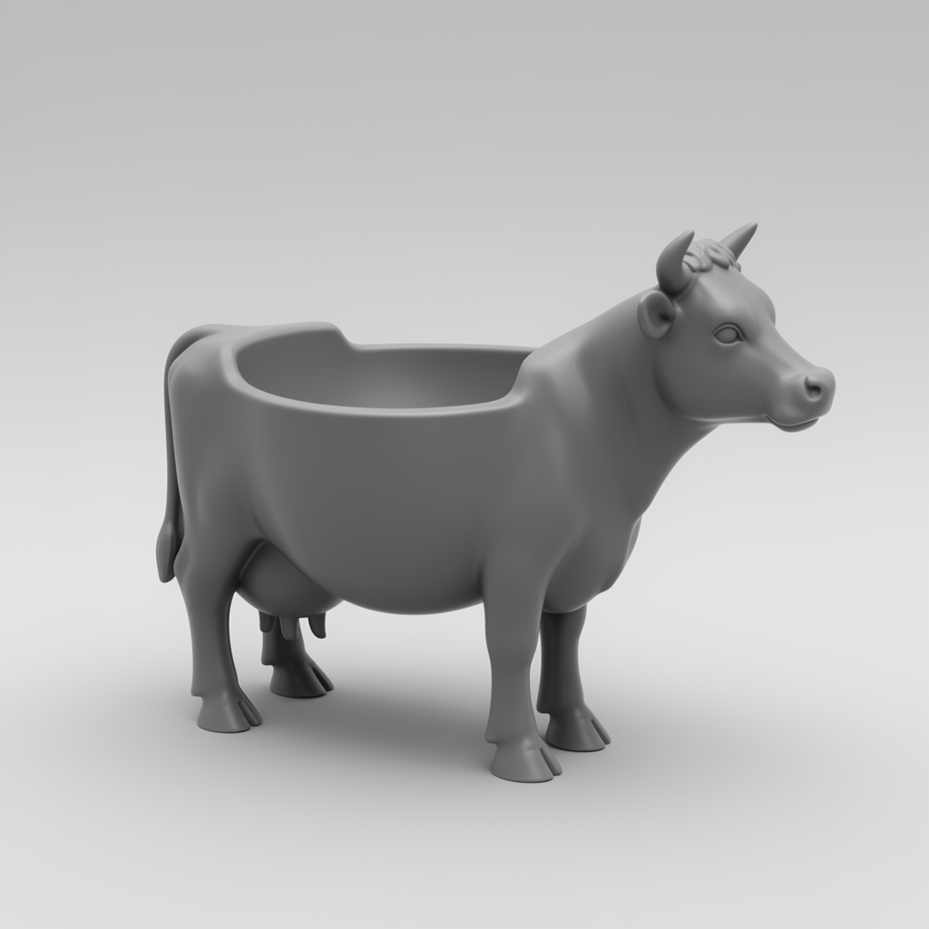 Cow Cereal Bowl Figurine STL – Free 3D Print Model | Remeshy