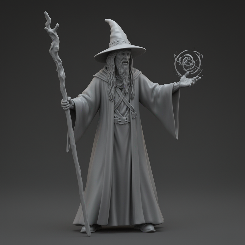 Wizard Casting Spell Figurine STL – Free 3D Print Model | Remeshy