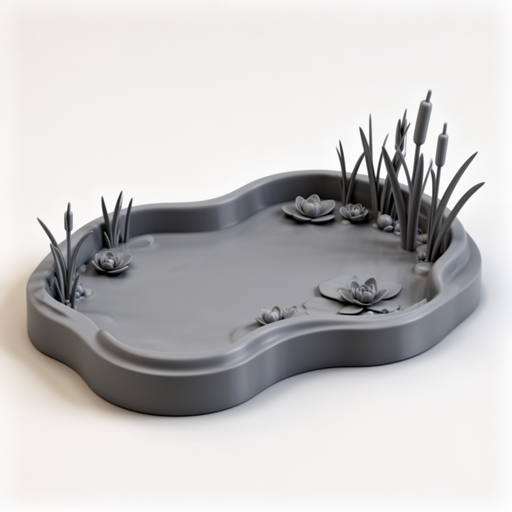 Tranquil Pond Landscape STL – Free 3D Print Model | Remeshy