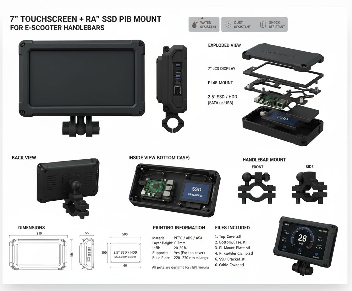 7 Inch Touchscreen Mount STL – Free 3D Print Model | Remeshy