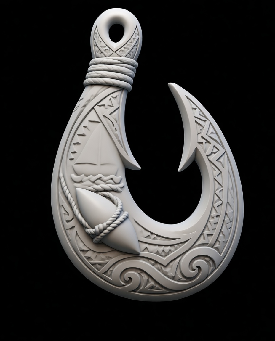 Polynesian Fish Hook Pendant STL – Free 3D Print Model | Remeshy