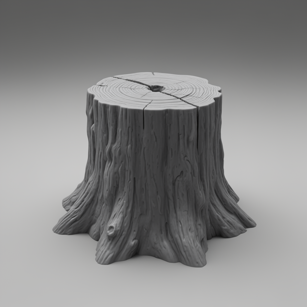Realistic Tree Stump Model STL – Free 3D Print Model | Remeshy