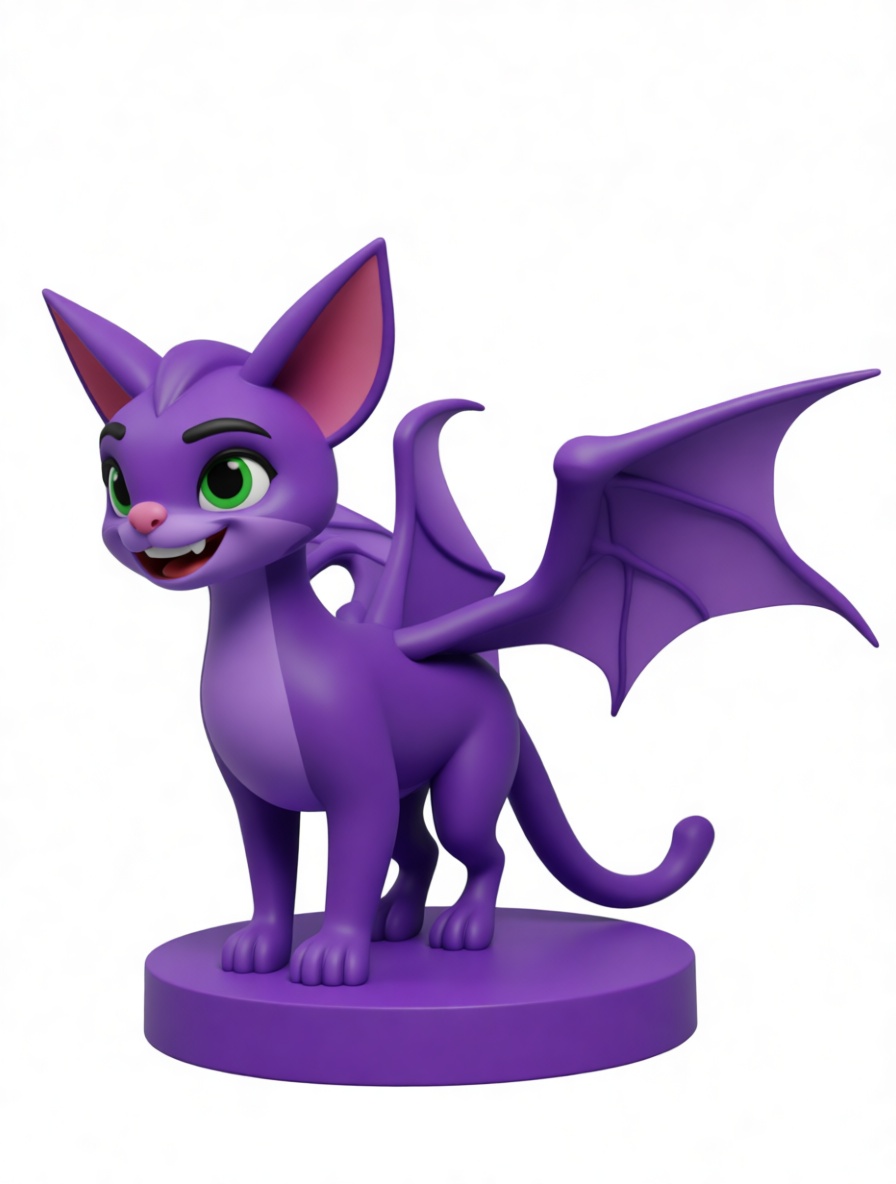 Purple Bat Cat Figurine STL – Free 3D Print Model | Remeshy