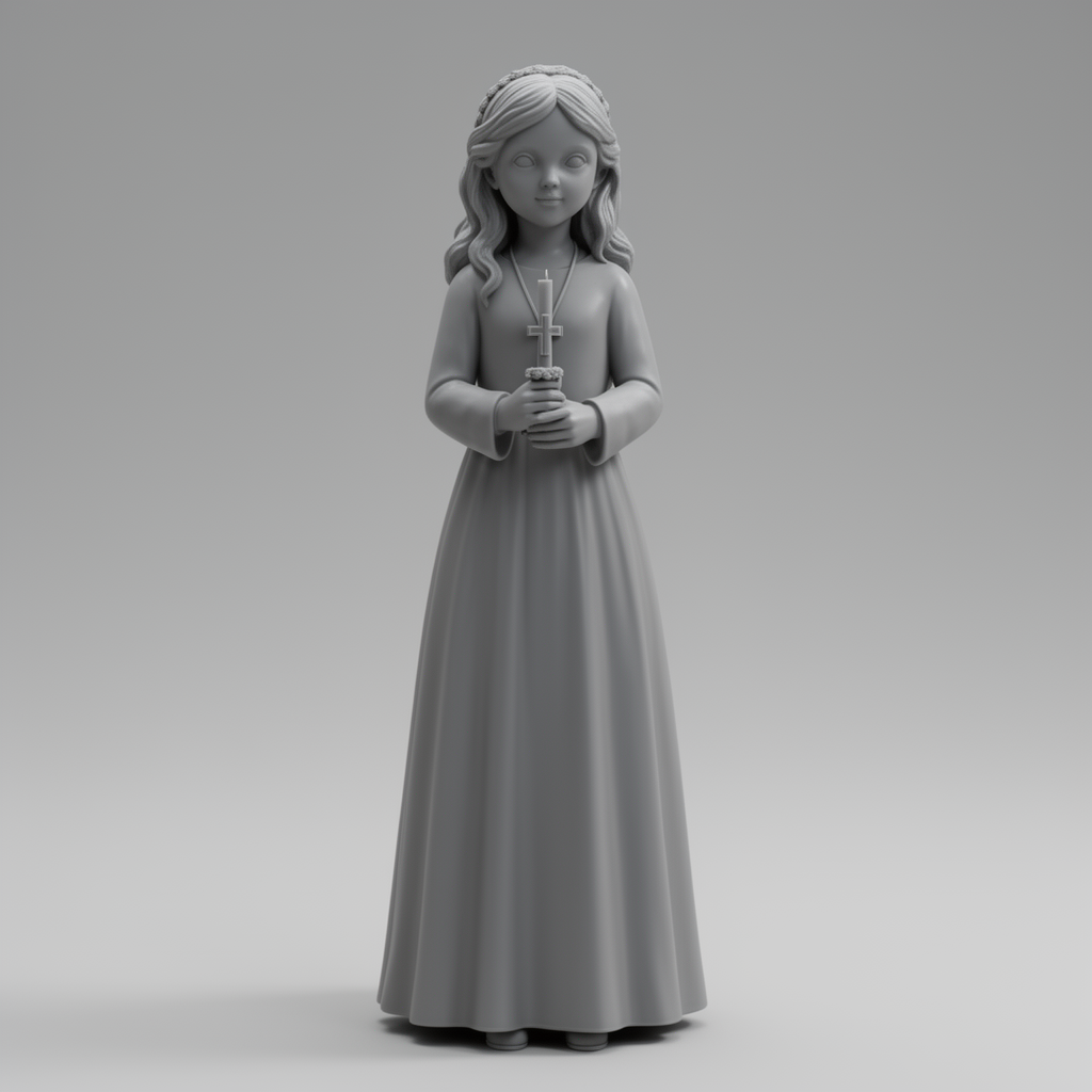 First Communion Girl Figurine STL – Free 3D Print Model | Remeshy