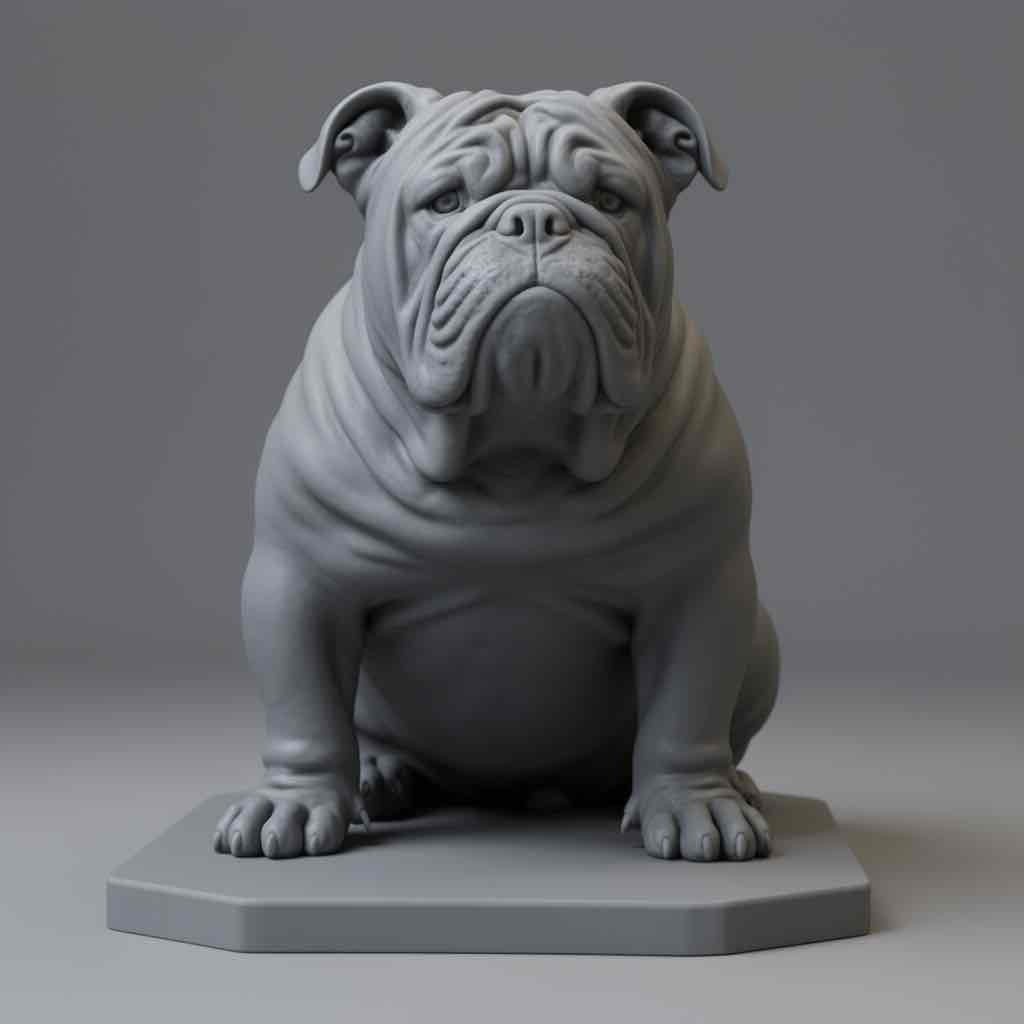 Bulldog Sitting STL – Free 3D Print Model | Remeshy
