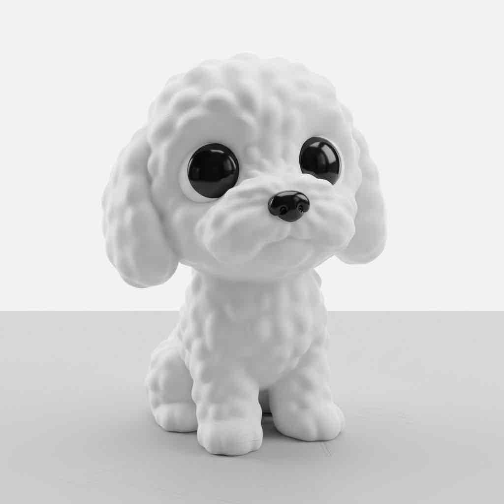 Fluffy White Poodle Figure STL – Free 3D Print Model | Remeshy