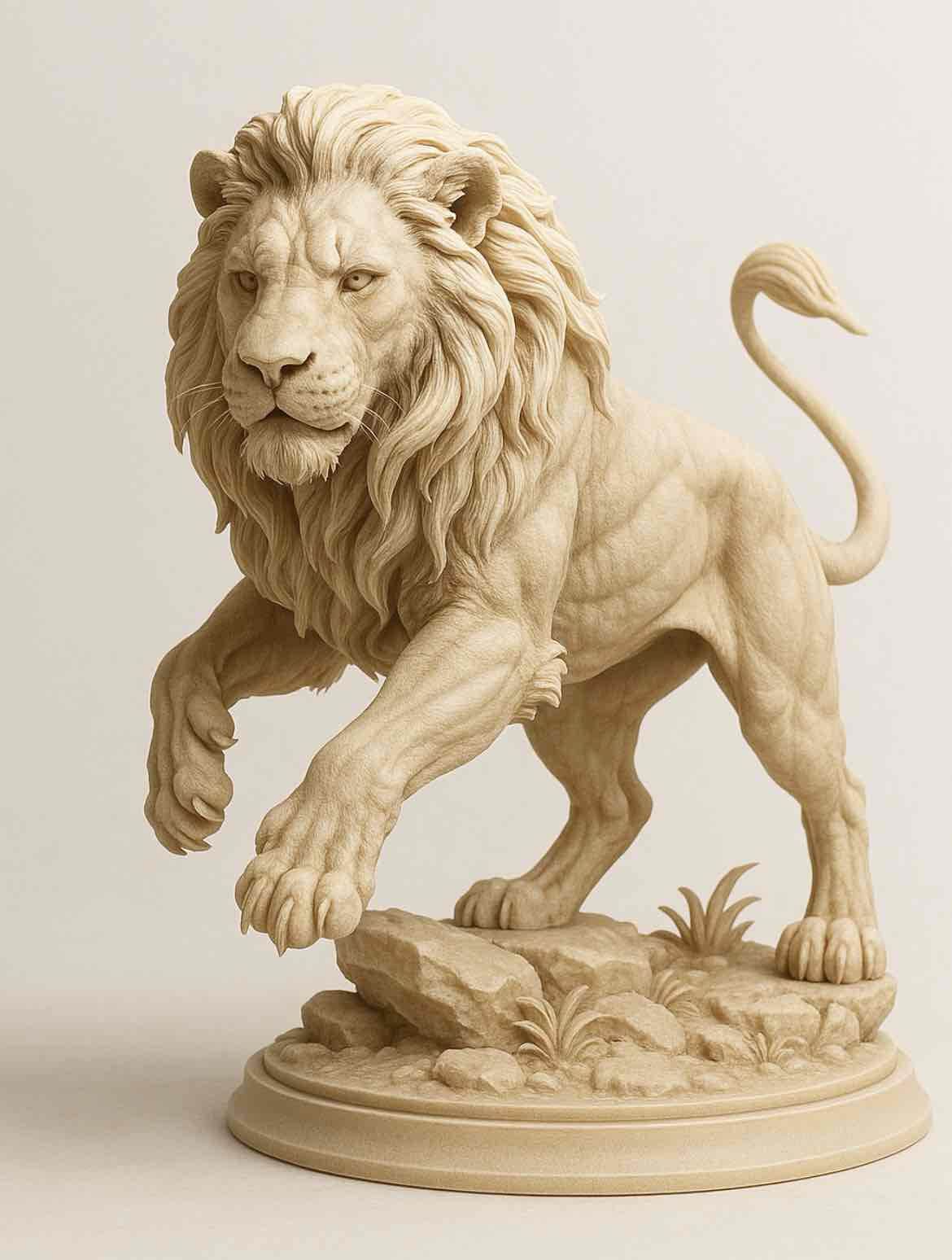 Majestic Lion Sculpture STL – Free 3D Print Model | Remeshy
