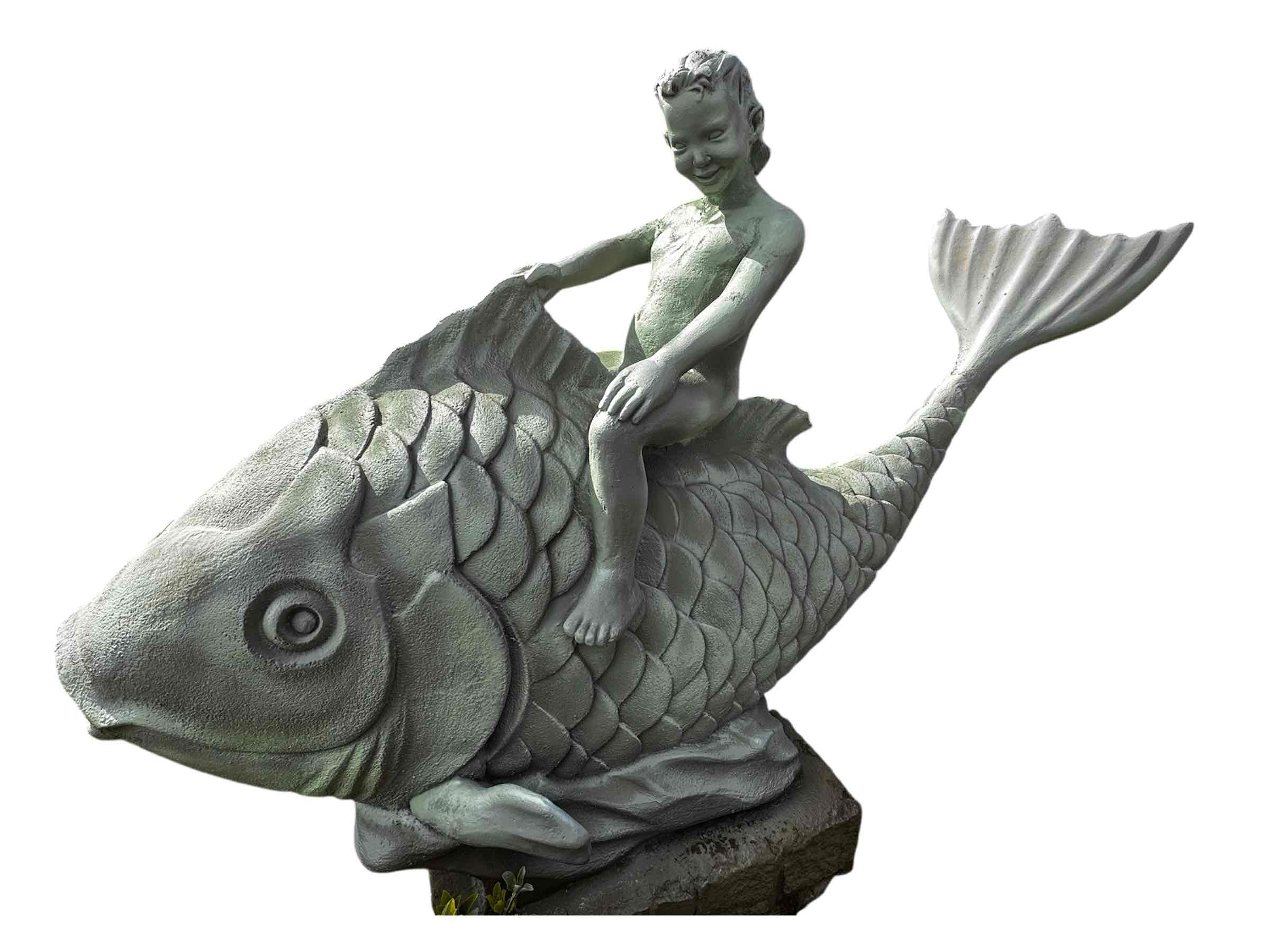 Child Riding Fish Statue STL – Free 3D Print Model | Remeshy