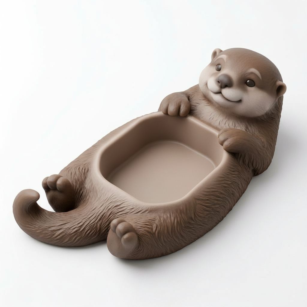 Tray shaped like an otter floating on its back