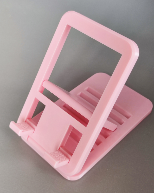Pink 3D printed adjustable phone stand